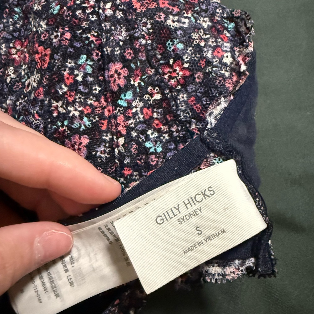 Floral Lace Halter Bralette in Navy & Pink - Picture 3 of 3